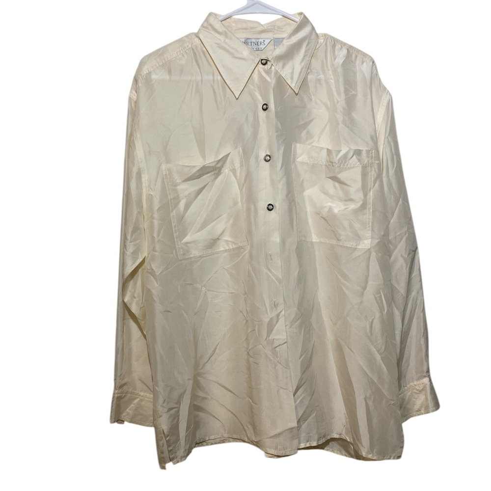 PARTNES  MERVYNS BUTTON DOWN SHIRT LONG SLEEVES COLOR CREAM SIZE L